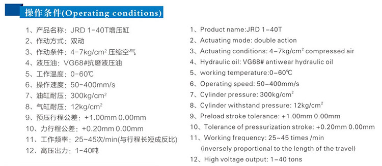 JRD總行程及力行程可調小优视频官方下载缸操作條件